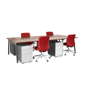 Series A Double Desk for 4, Charcoal Legs