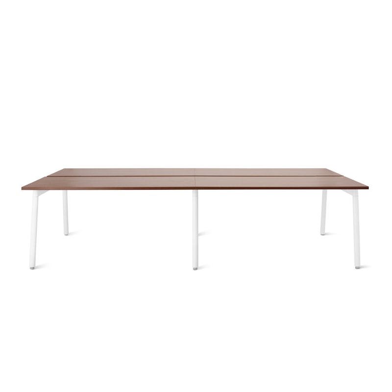 Series A Double Desk for 4, Walnut, 57", White Legs,Walnut,hi-res image number 2.0