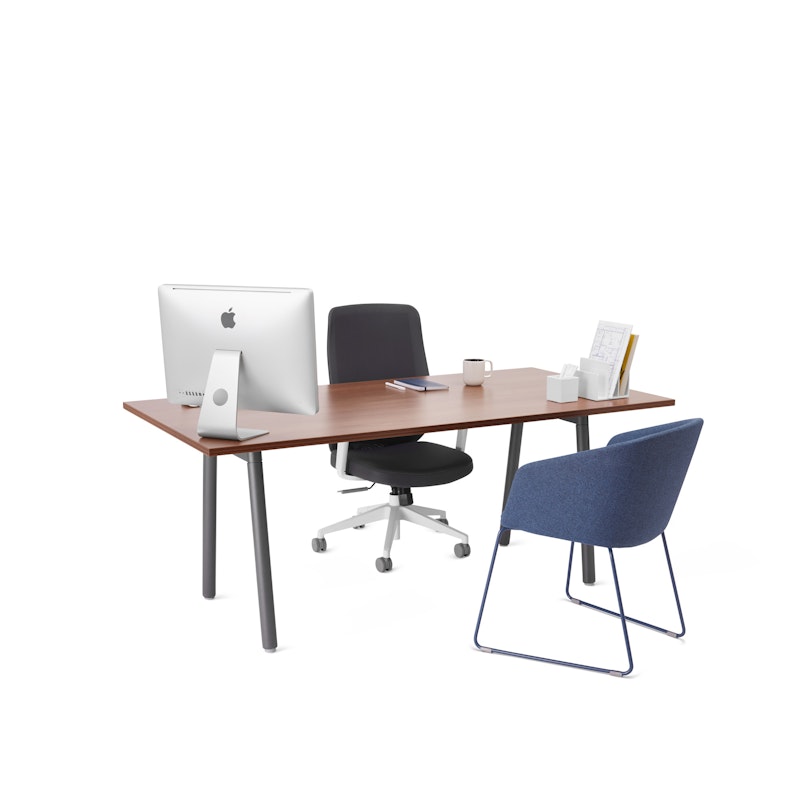 Series A Executive Desk, Walnut, 72", Charcoal Legs,Walnut,hi-res image number 0.0