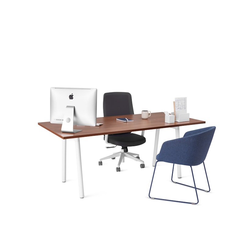 Series A Executive Desk, Walnut, 72", White Legs,Walnut,hi-res image number 1