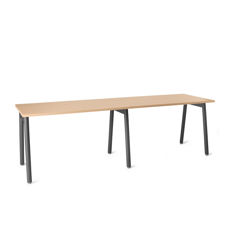 Series A Single Desk for 2, Natural Oak, 47", Charcoal Legs,Natural Oak,hi-res image number 3