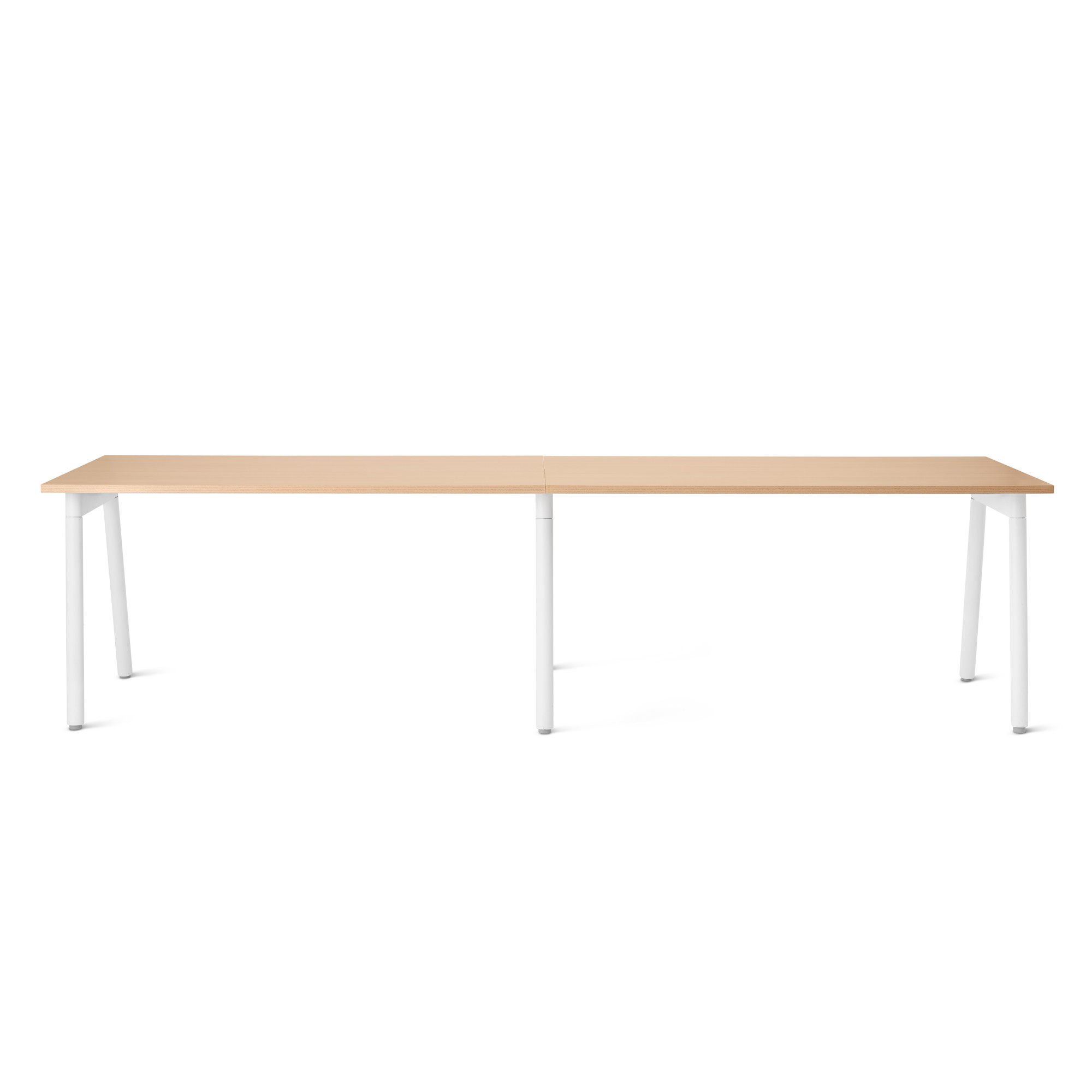 Series A Single Desk for 2, Natural Oak, 57", White Legs,Natural Oak,hi-res