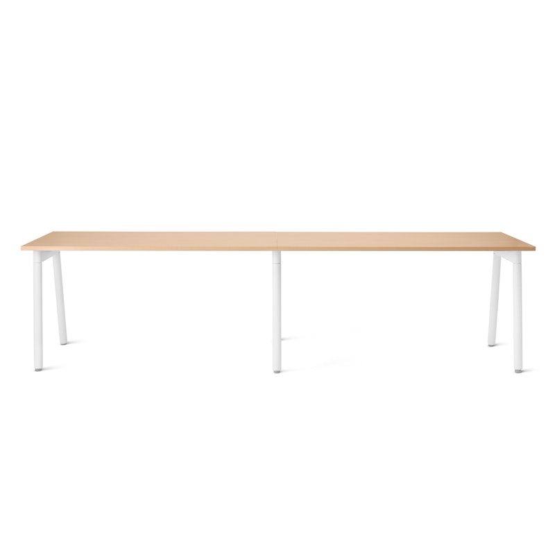 Series A Single Desk for 2, Natural Oak, 57", White Legs,Natural Oak,hi-res image number 1.0