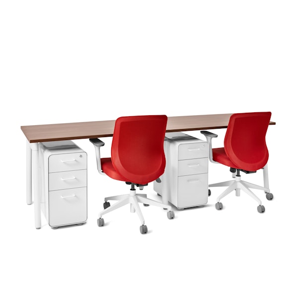 Series A Single Desk for 2, Walnut, 47", White Legs,Walnut,hi-res