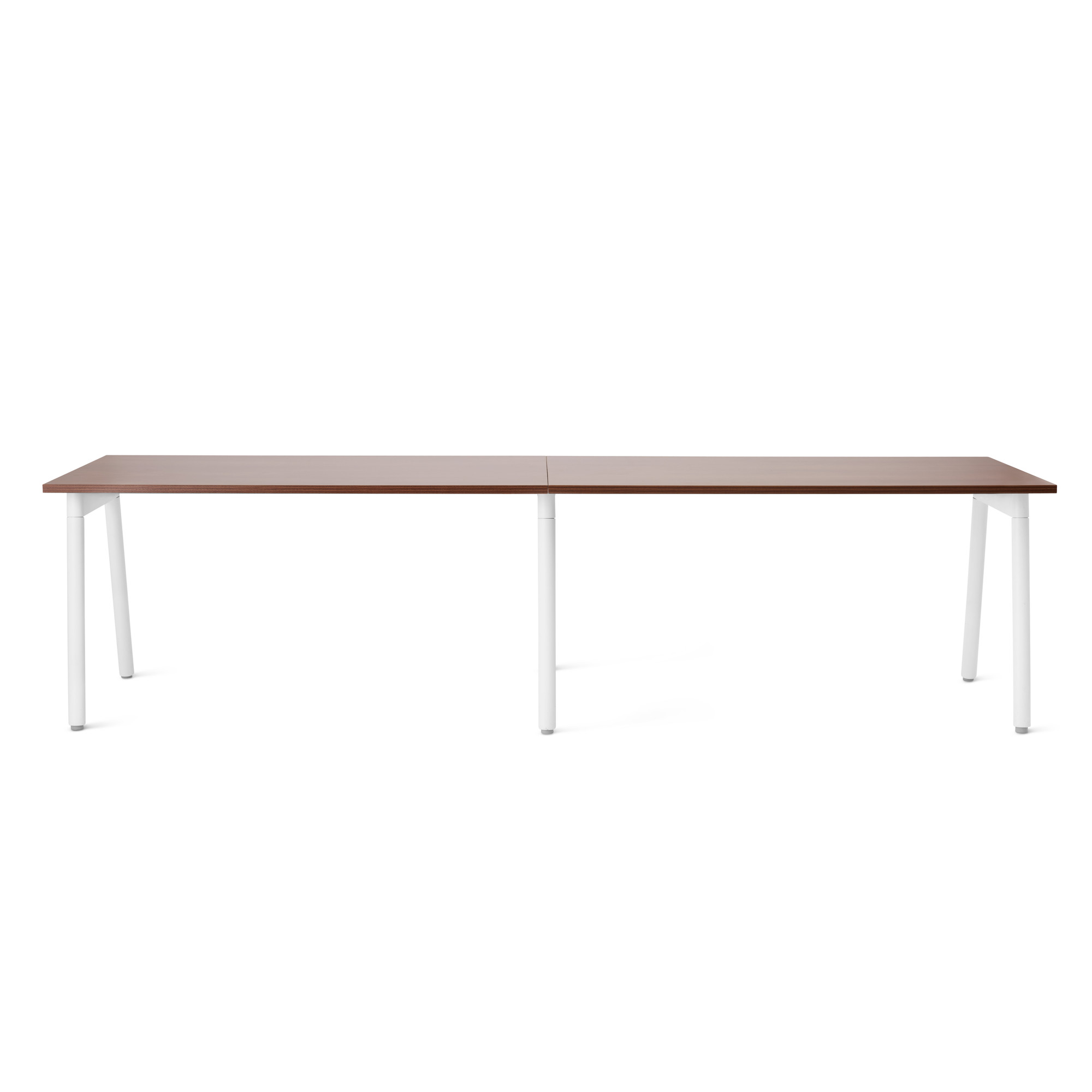 Series A Single Desk for 2, Walnut, 57", White Legs,Walnut,hi-res