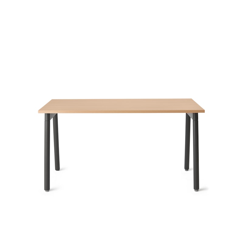 Series A Single Desk for 1, Natural Oak, 57", Charcoal Legs,Natural Oak,hi-res image number 1.0