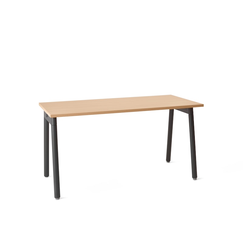 Series A Single Desk for 1, Natural Oak, 57", Charcoal Legs,Natural Oak,hi-res image number 2.0