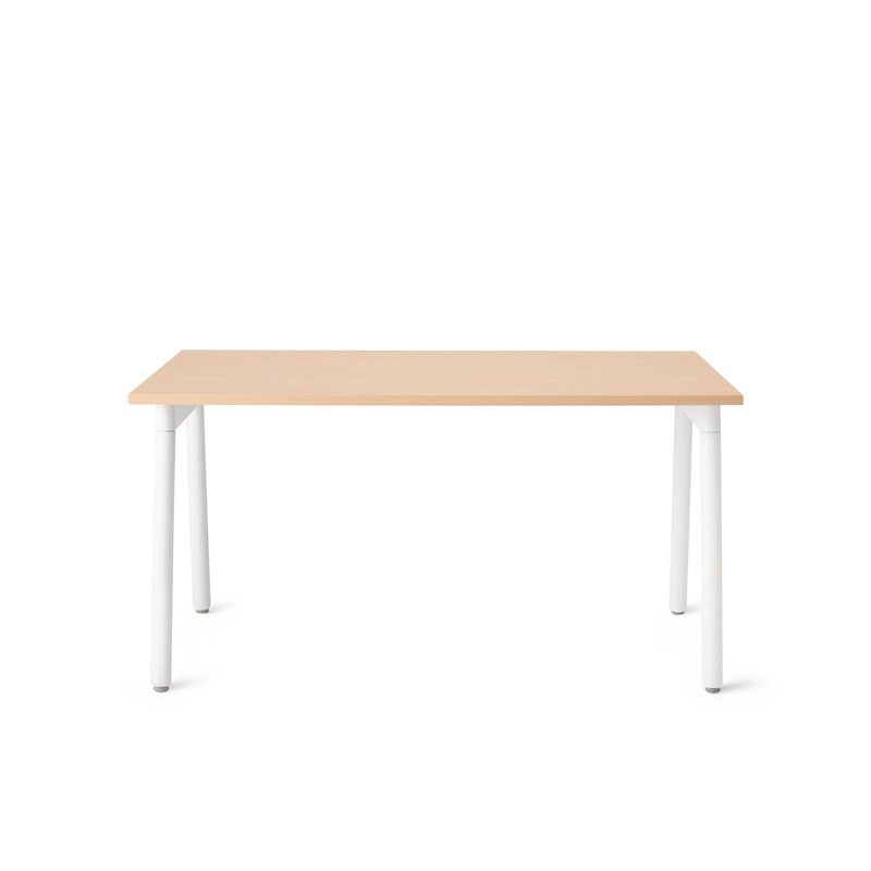 Series A Single Desk for 1, Natural Oak, 57", White Legs,Natural Oak,hi-res image number 1.0