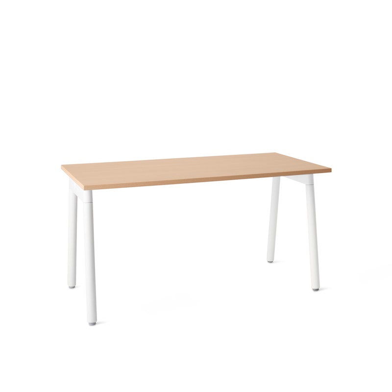 Series A Single Desk for 1, Natural Oak, 57", White Legs,Natural Oak,hi-res image number 2.0