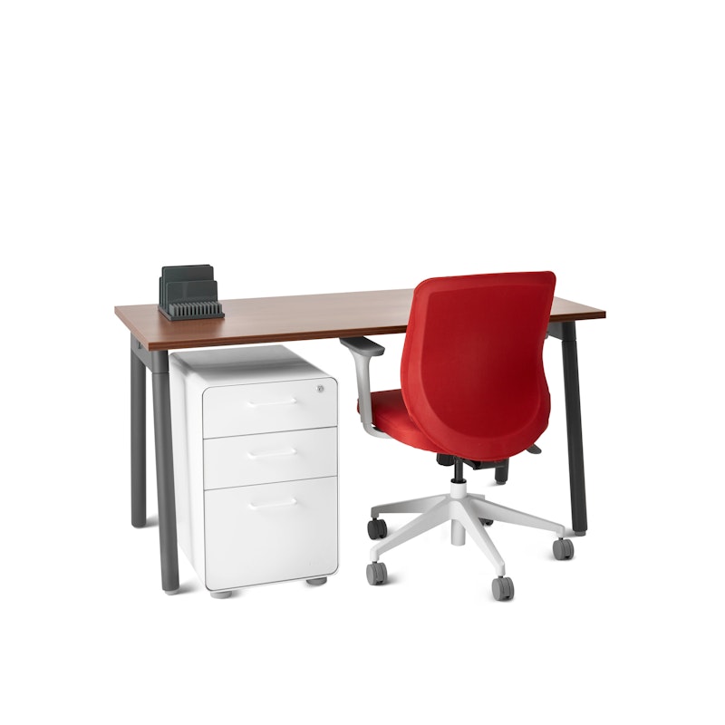 Series A Single Desk for 1, Walnut, 57", Charcoal Legs,Walnut,hi-res image number 4.0