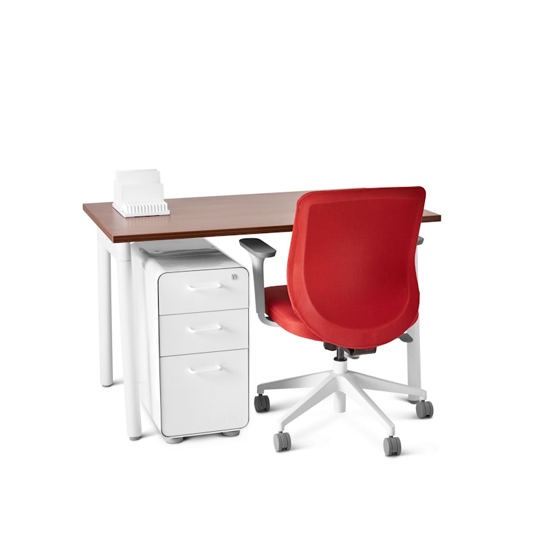 Series A Single Desk for 1, Walnut, 47", White Legs,Walnut,hi-res image number 5