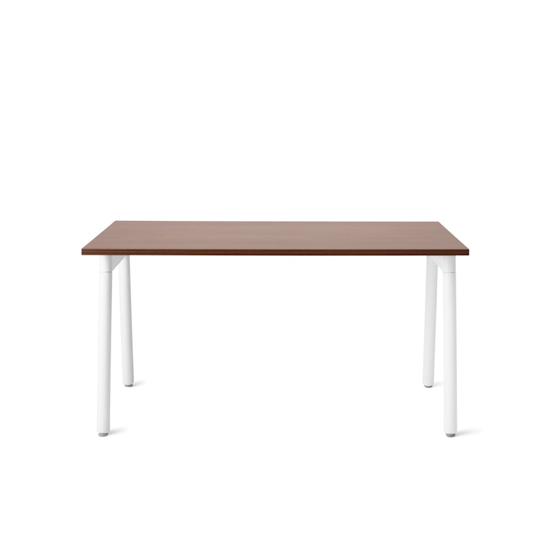 Series A Single Desk for 1, Walnut, 57", White Legs,Walnut,hi-res image number 1.0
