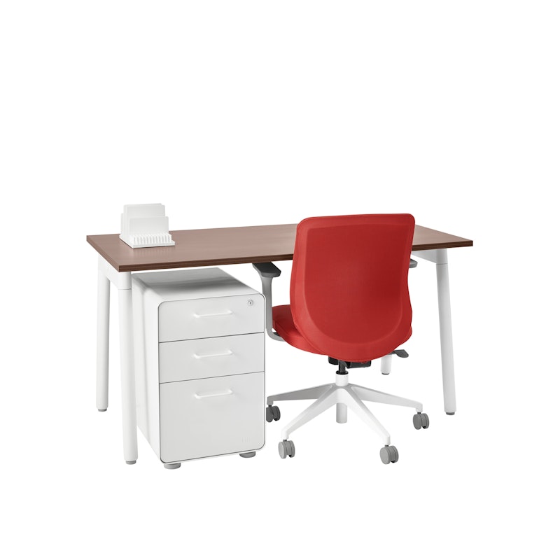 Series A Single Desk for 1, Walnut, 57", White Legs,Walnut,hi-res image number 4.0