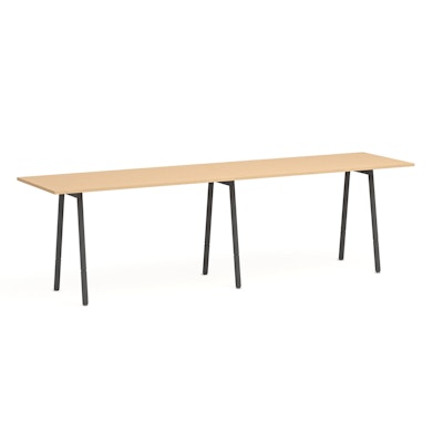 Series A Standing Table, Natural Oak, 144x36", Charcoal Legs