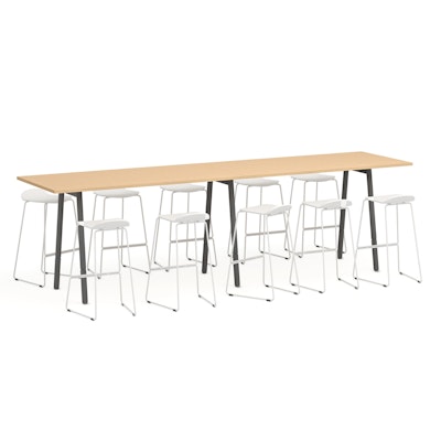 Series A Standing Table, Natural Oak, 144x36", Charcoal Legs,Natural Oak,hi-res