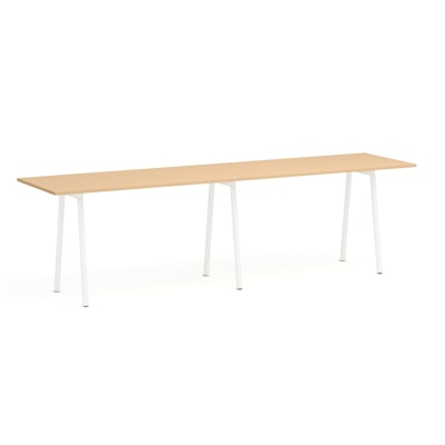 Series A Standing Table, Natural Oak, 144x36", White Legs