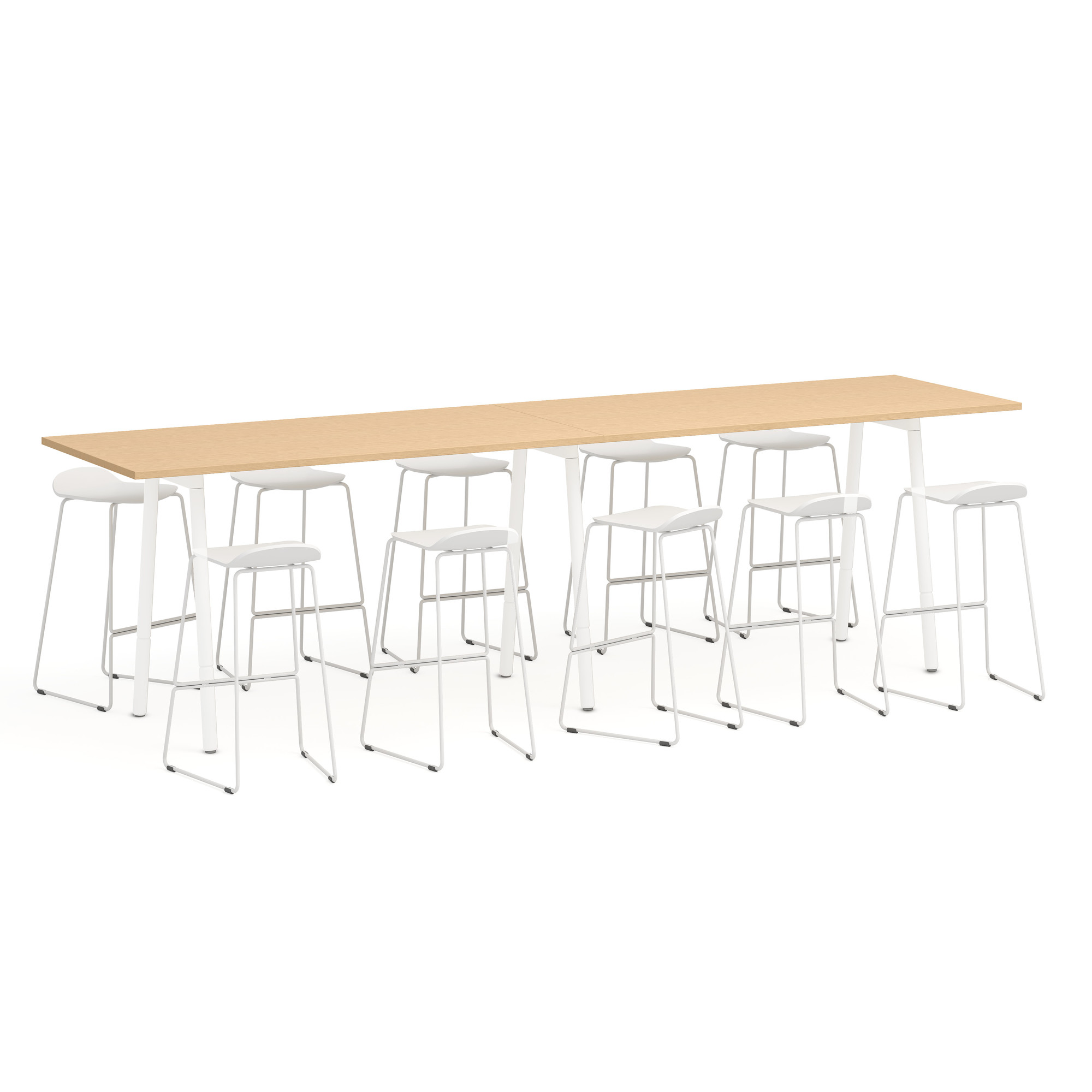 Series A Standing Table, Natural Oak, 144x36", White Legs,Natural Oak,hi-res