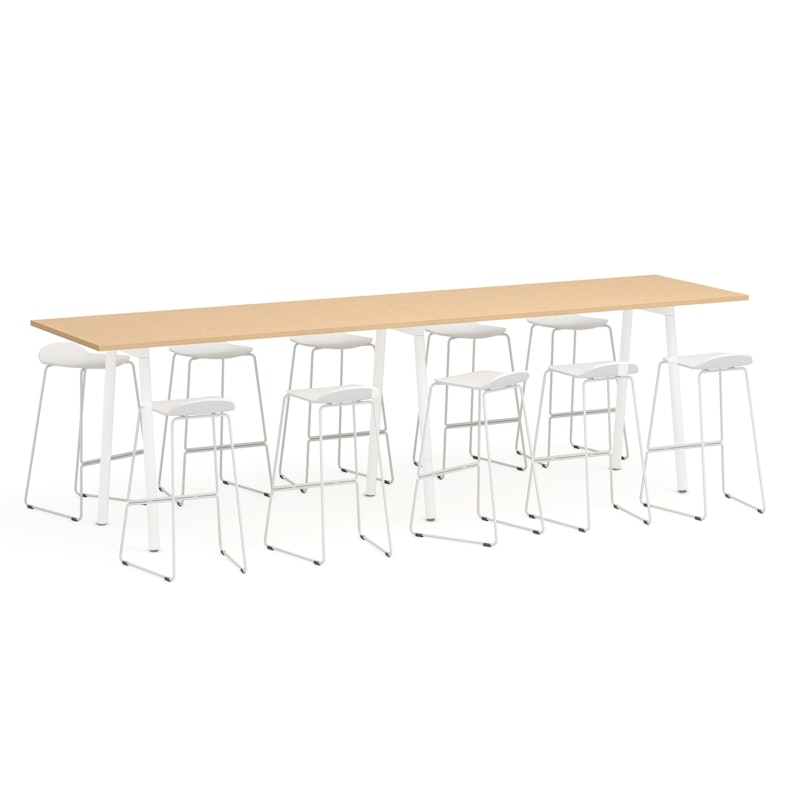 Series A Standing Table, Natural Oak, 144x36", White Legs,Natural Oak,hi-res image number 2