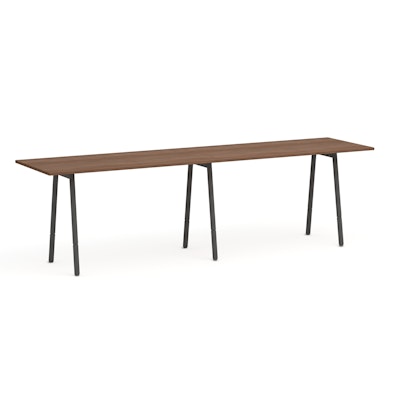 Series A Standing Table, Walnut, 144x36", Charcoal Legs
