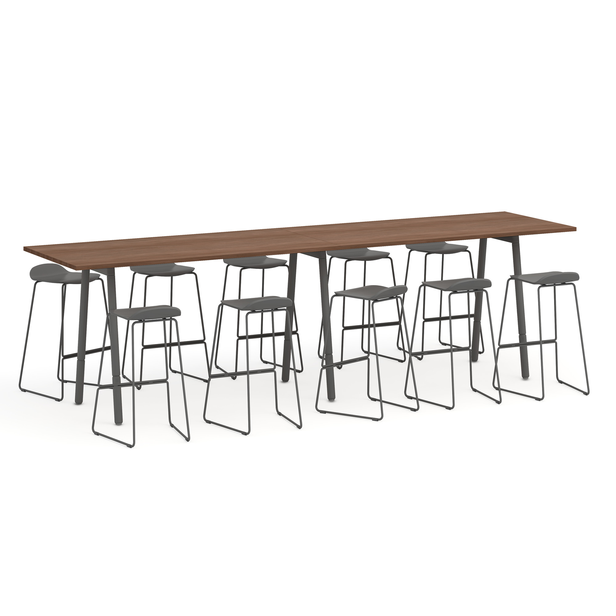 Series A Standing Table, Walnut, 144x36", Charcoal Legs,Walnut,hi-res