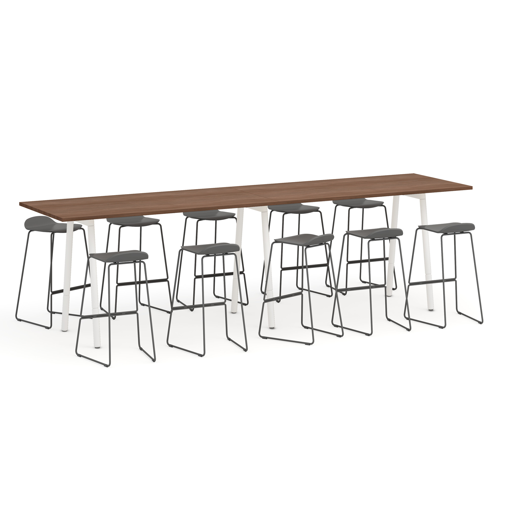 Series A Standing Table, Walnut, 144x36", White Legs,Walnut,hi-res