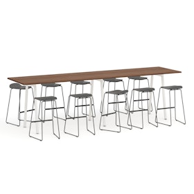Series A Standing Table, Walnut, 144x36", White Legs