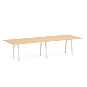 Series A Conference Table, Natural Oak, 124x42", White Legs