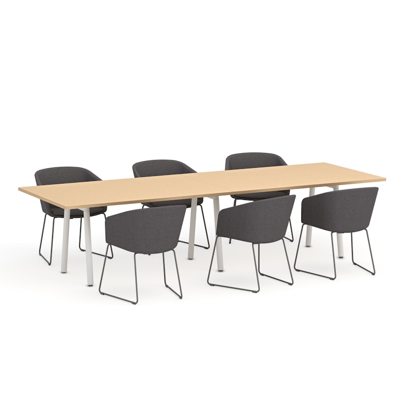 Series A Conference Table, Natural Oak, 124x42", White Legs,Natural Oak,hi-res image number 0.0
