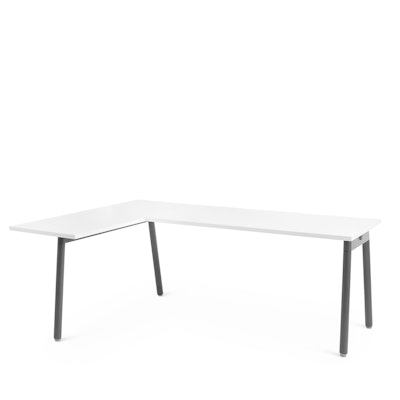 Series A Corner Desk, White with Charcoal Base, Left Handed