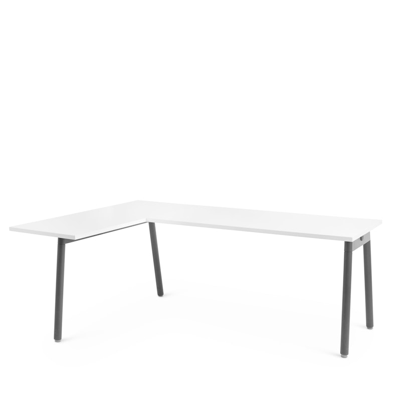 Series A Corner Desk, White with Charcoal Base, Left Handed,White,hi-res image number 1