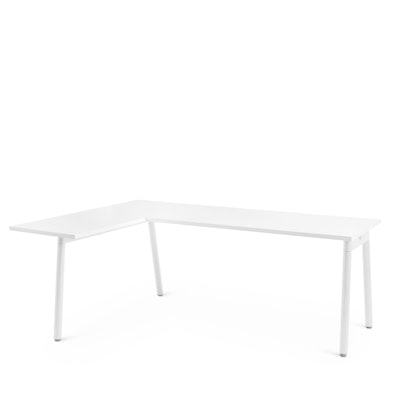 Series A Corner Desk, White with White Base, Left Handed