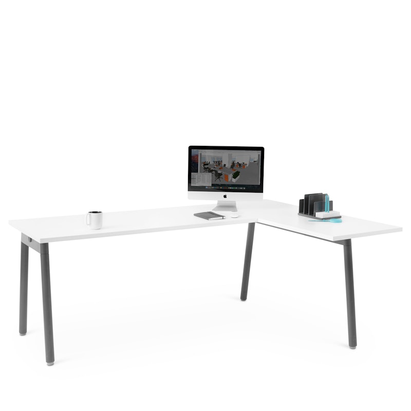 Series A Corner Desk, White with Charcoal Base, Right Handed,White,hi-res image number 3.0