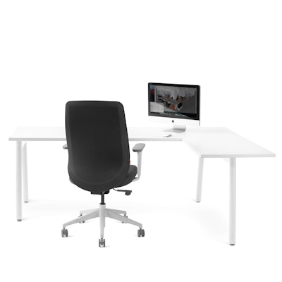 Series A Corner Desk, White with White Base, Right Handed,White,hi-res