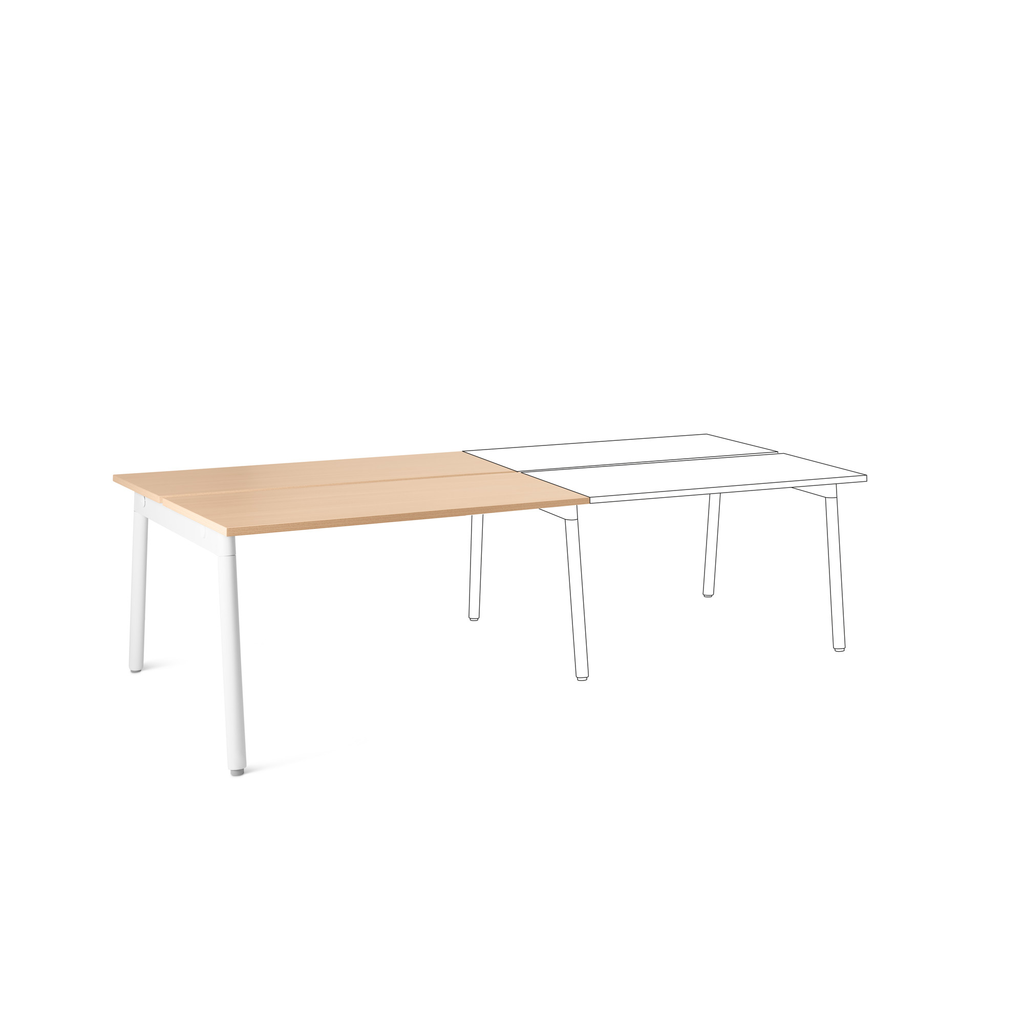 Series A Double Desk Add On White Legs Modern Office Furniture