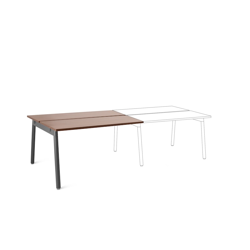 Series A Double Desk Add On, Walnut, 47",  Charcoal Legs,Walnut,hi-res image number 1