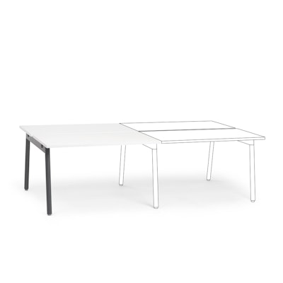 Series A Double Desk Add On, White, 47", Charcoal Legs