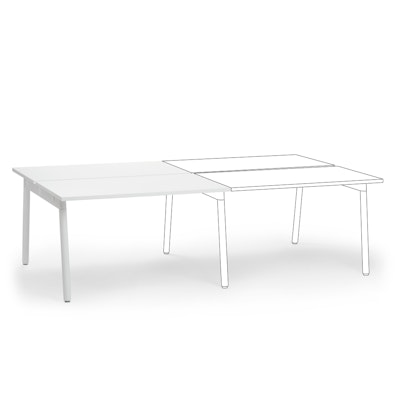 Series A Double Desk Add On, White, 47", White Legs