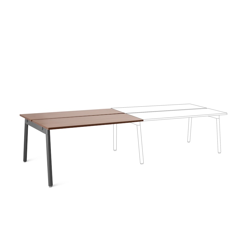 Series A Double Desk Add On, Walnut, 57", Charcoal Legs,Walnut,hi-res image number 0.0
