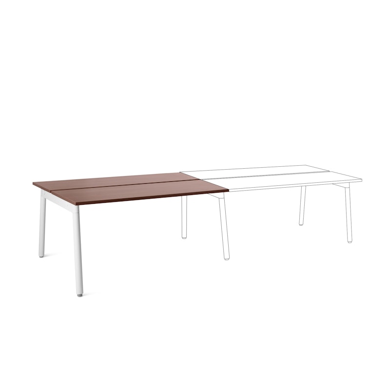 Series A Double Desk Add On, Walnut, 57", White Legs,Walnut,hi-res image number 0.0