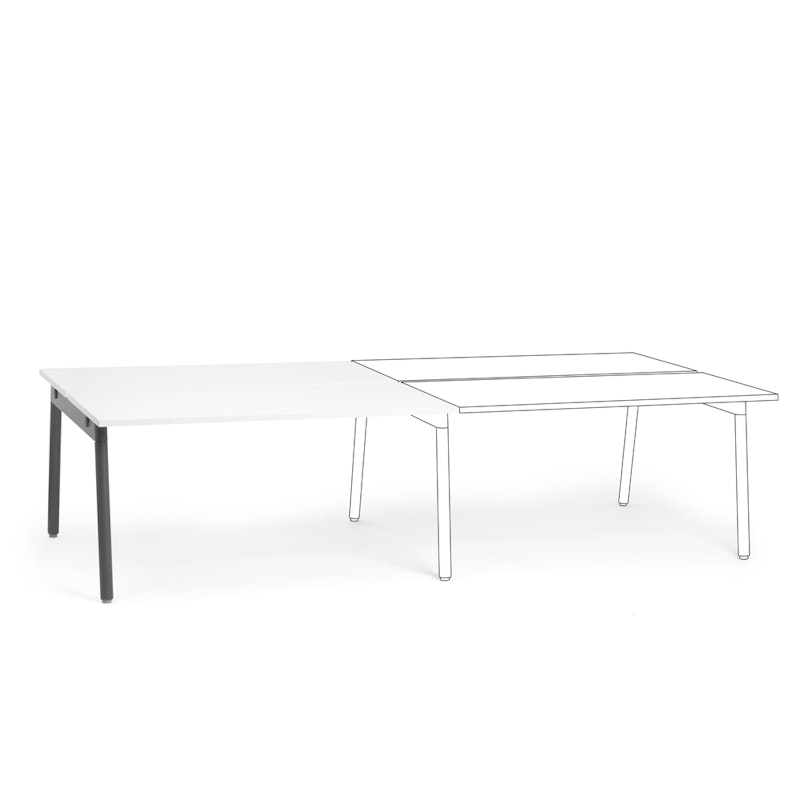 Series A Double Desk Add On, White, 57", Charcoal Legs,White,hi-res image number 0.0