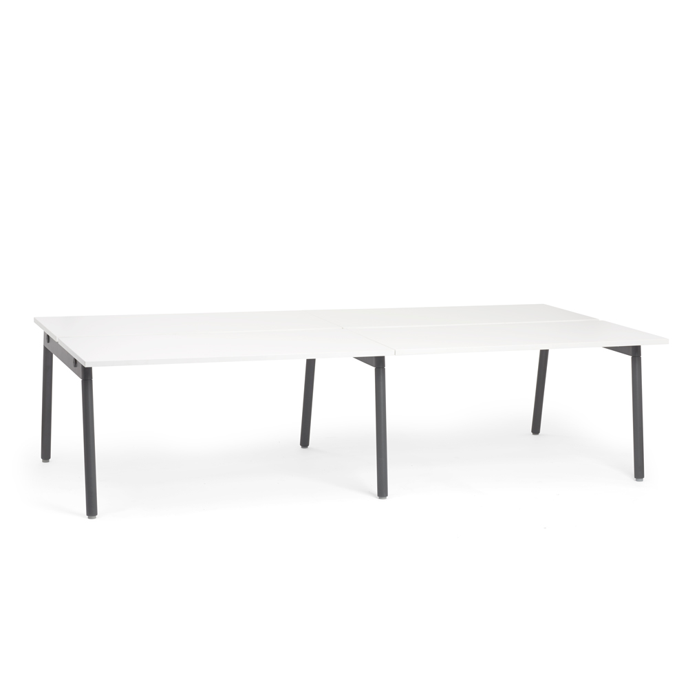 Series A Double Desk Add On, White, 57", Charcoal Legs,White,hi-res