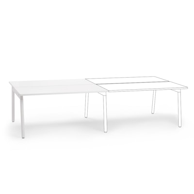 Series A Double Desk Add On, White, 57", White Legs