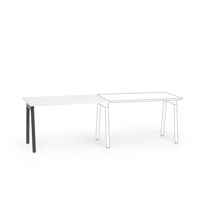Series A Single Desk Add On, White, 47", Charcoal Legs
