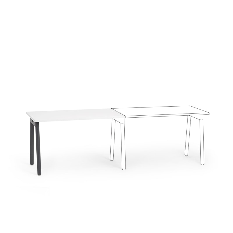 Series A Single Desk Add On, White, 47", Charcoal Legs,White,hi-res image number 1