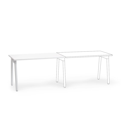 Series A Single Desk Add On, White, 47", White Legs