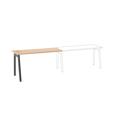 Series A Single Desk Add On, Natural Oak, 57", Charcoal Legs