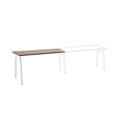 Series A Single Desk Add On, Walnut, 57", White Legs