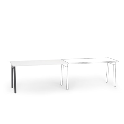 Series A Single Desk Add On, White, 57",  Charcoal Legs