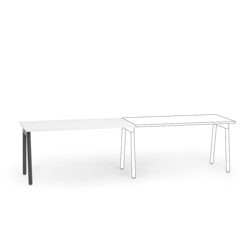Series A Single Desk Add On, White, 57",  Charcoal Legs,White,hi-res image number 0.0