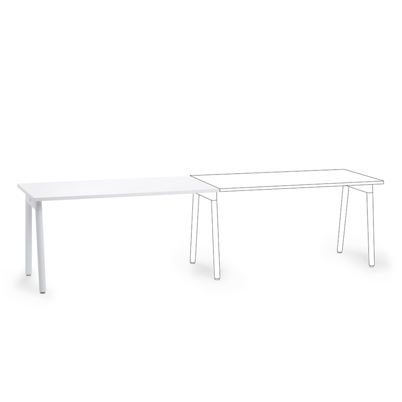 Series A Single Desk Add On, White, 57", White Legs,White,hi-res image number 0.0